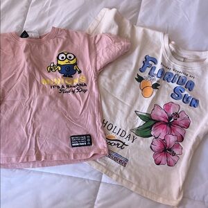 Zara Pink, Yellow & Cream Kids Graphic Tee Trio